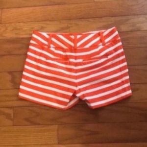 💛Ann Taylor Shorts Women 0 Petite Orange White Signature Striped